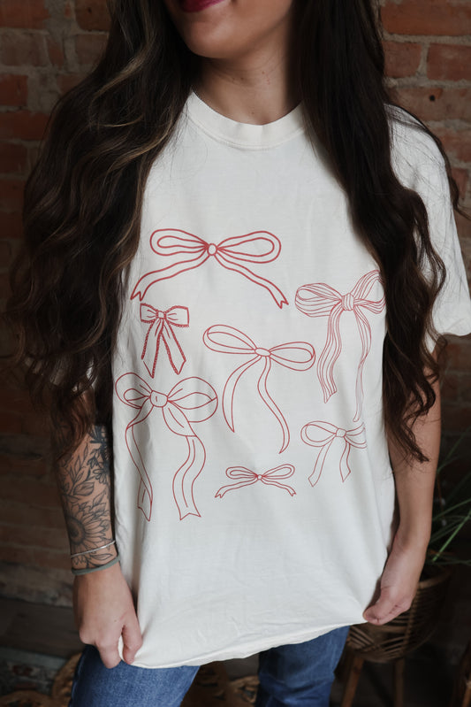 Red Bows on Ivory | Comfort Colors Tshirt