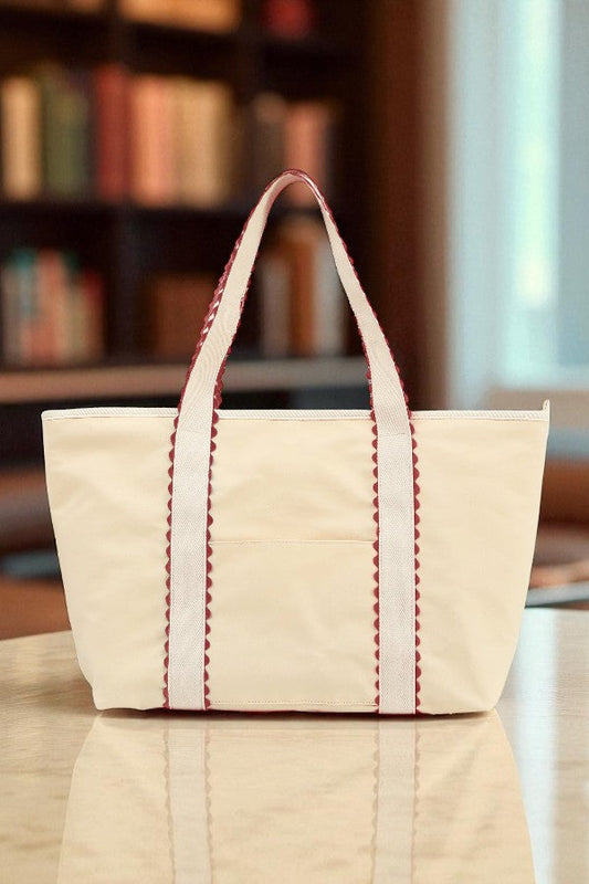 SC - ETA 7/31 - Tote-ally Ready Maroon Rick Rack Trim Tote Bag