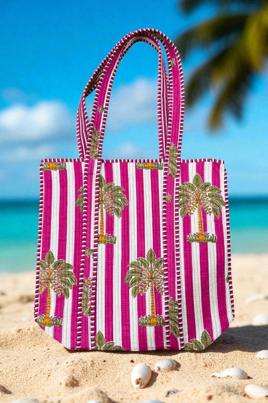 SC - Palm Springs Pink Stripe Tote Bag