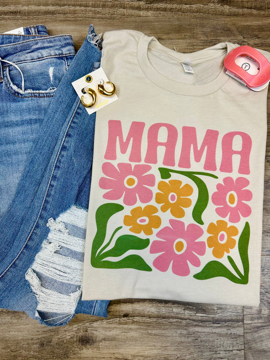 Mama Retro Flowers | Tshirt or Crewneck