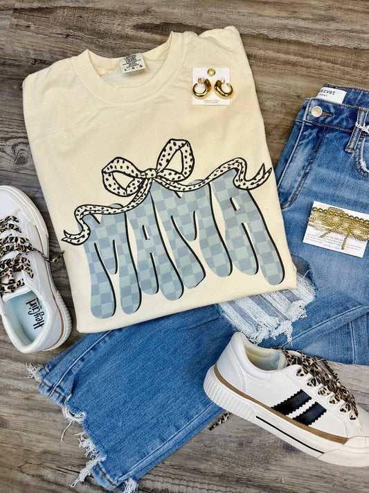 Mama Blue Check | Comfort Colors