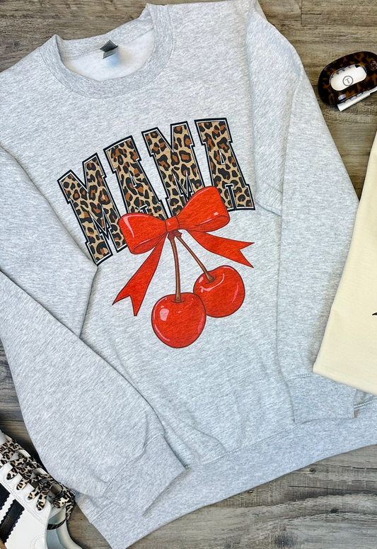 Mama Leopard Cherry | Tshirt or Crewneck
