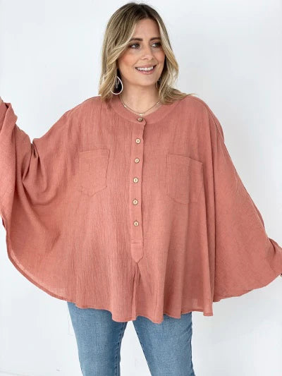 Mauve Easel Oversized Top