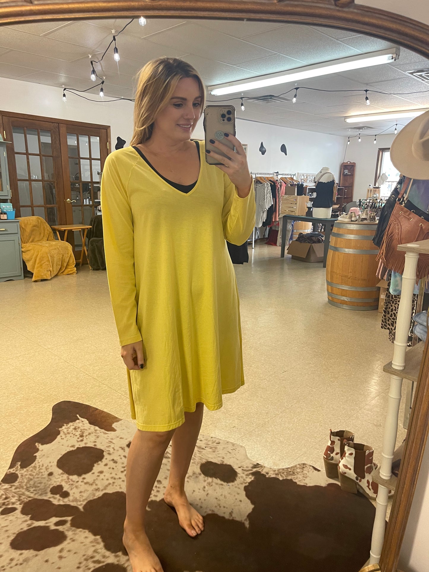 POL Yellow Tunic Midi Dress