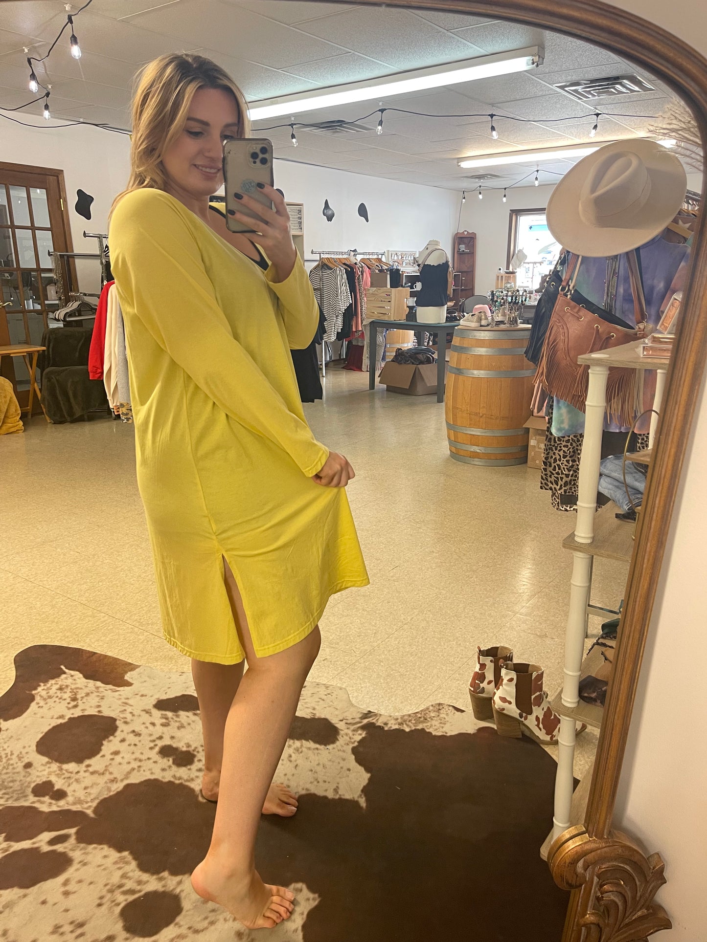 POL Yellow Tunic Midi Dress