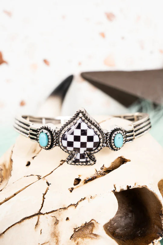 White Spade Turquoise Stretch Bracelet
