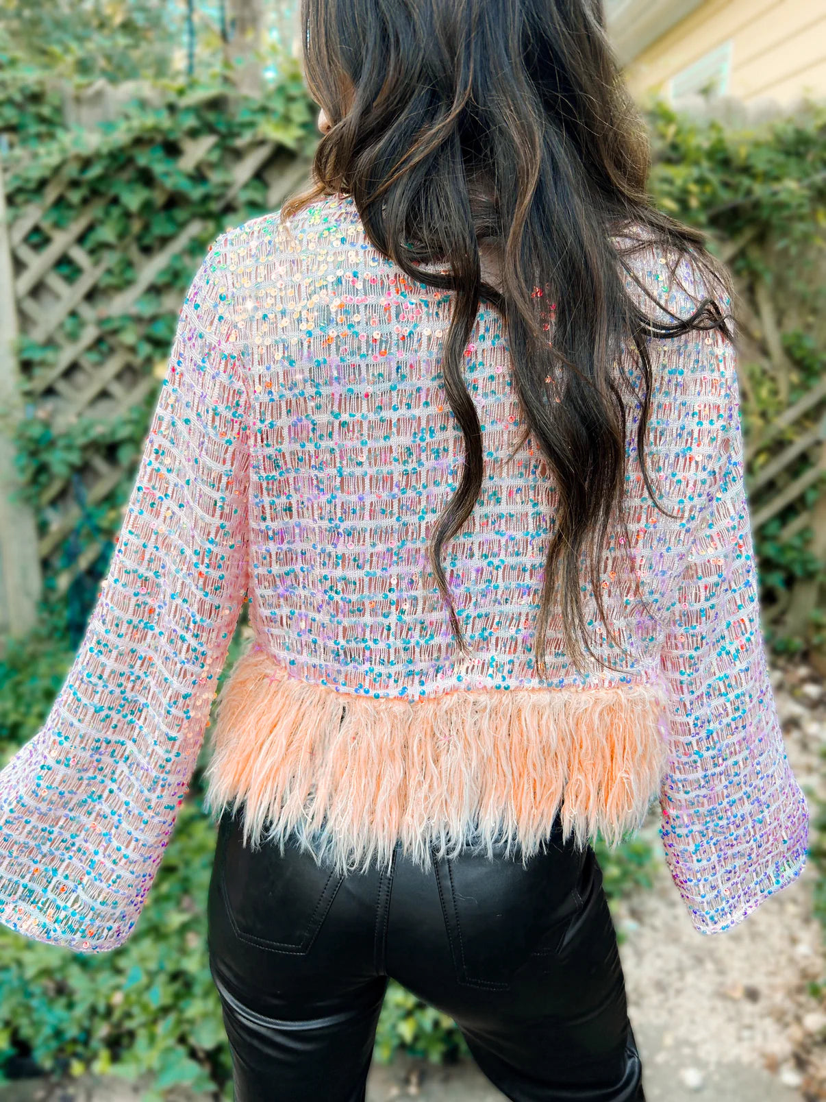 Sequin & Feather Party Top