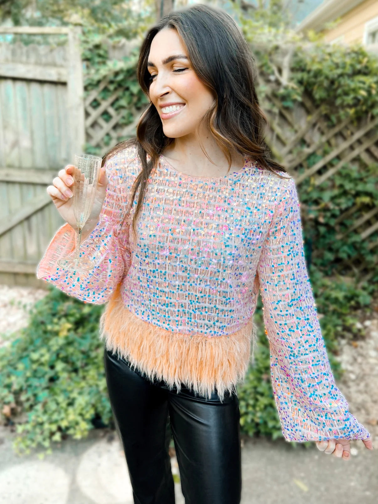 Sequin & Feather Party Top