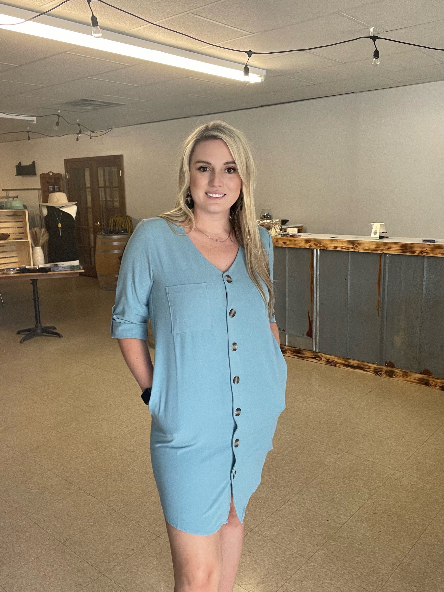 BUTTON FRONT TUNIC DRESS Boutique 276
