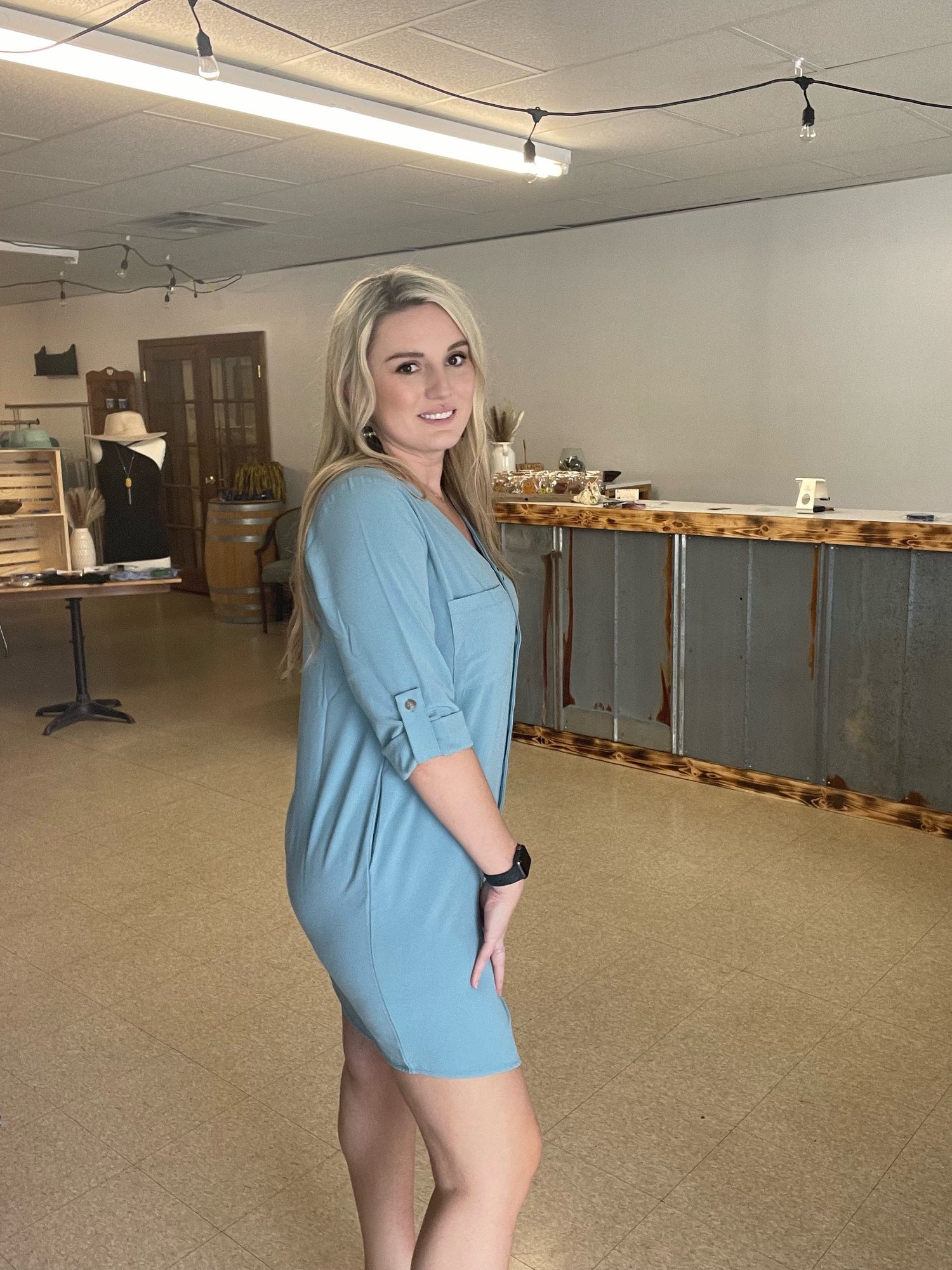 BUTTON FRONT TUNIC DRESS Boutique 276
