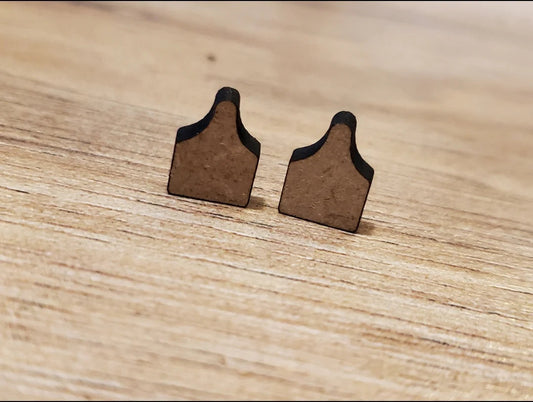 Cow Tag Stud Wood Earrings Boutique 276