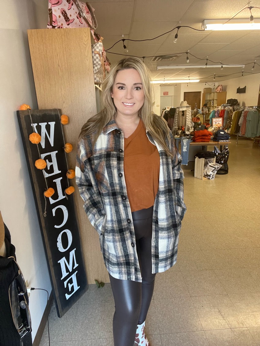 Oversized Shacket Brown Tones Boutique 276