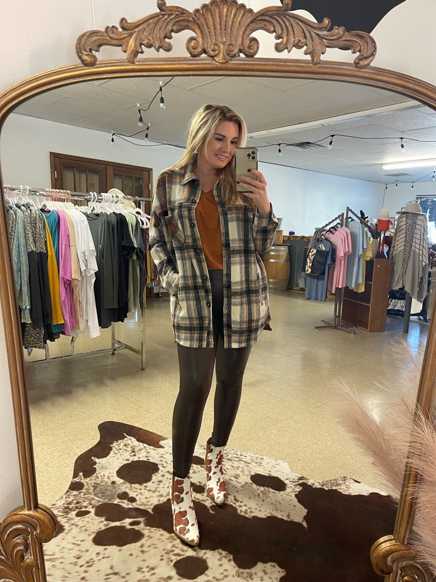Oversized Shacket Brown Tones Boutique 276