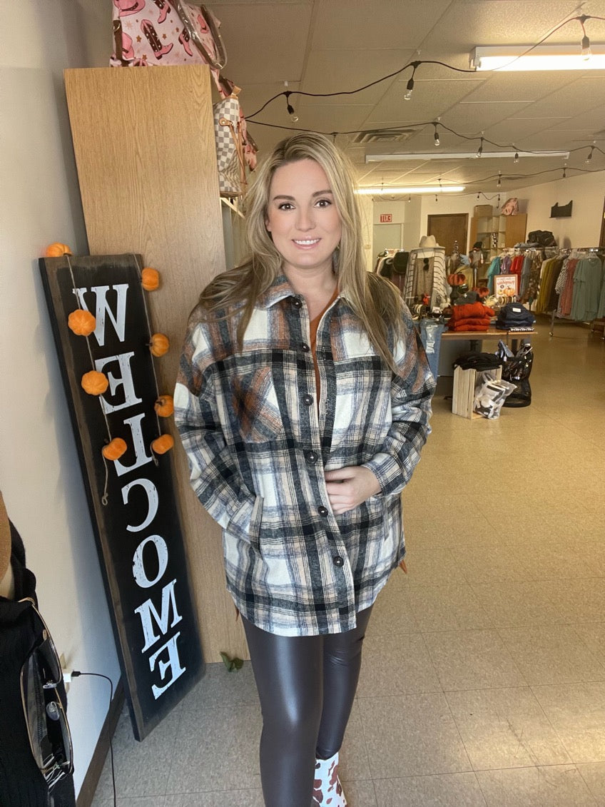 Oversized Shacket Brown Tones Boutique 276