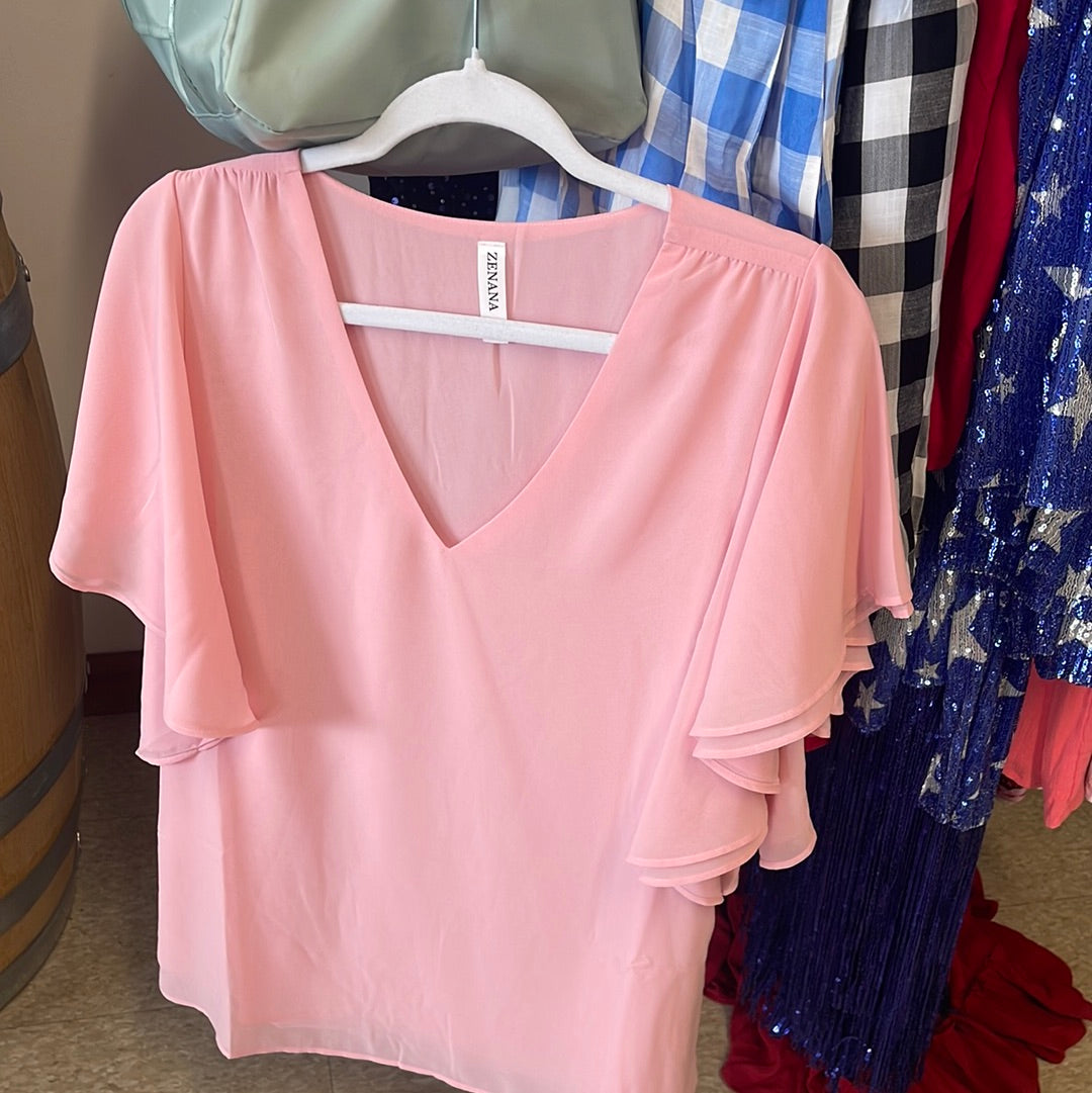 Pink Flutter Dress Top Boutique 276