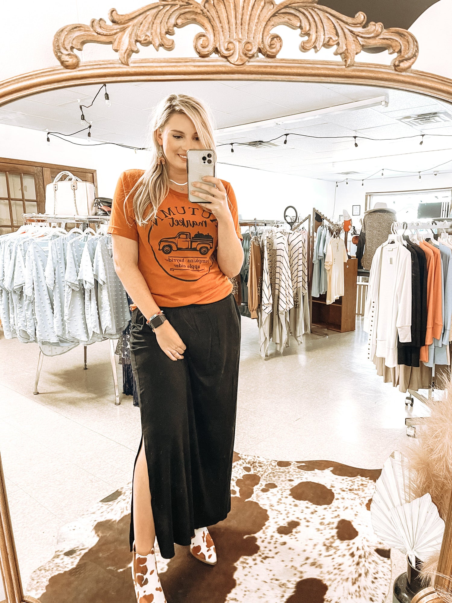 Smocked Maxi Skirt w/ Slits Boutique 276