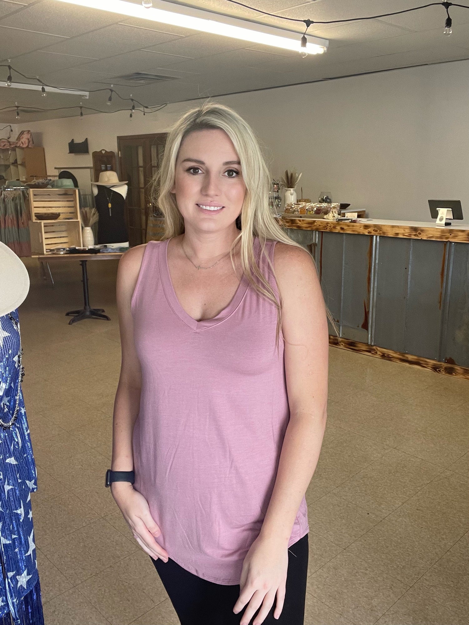 V Neck Hem Tank Boutique 276