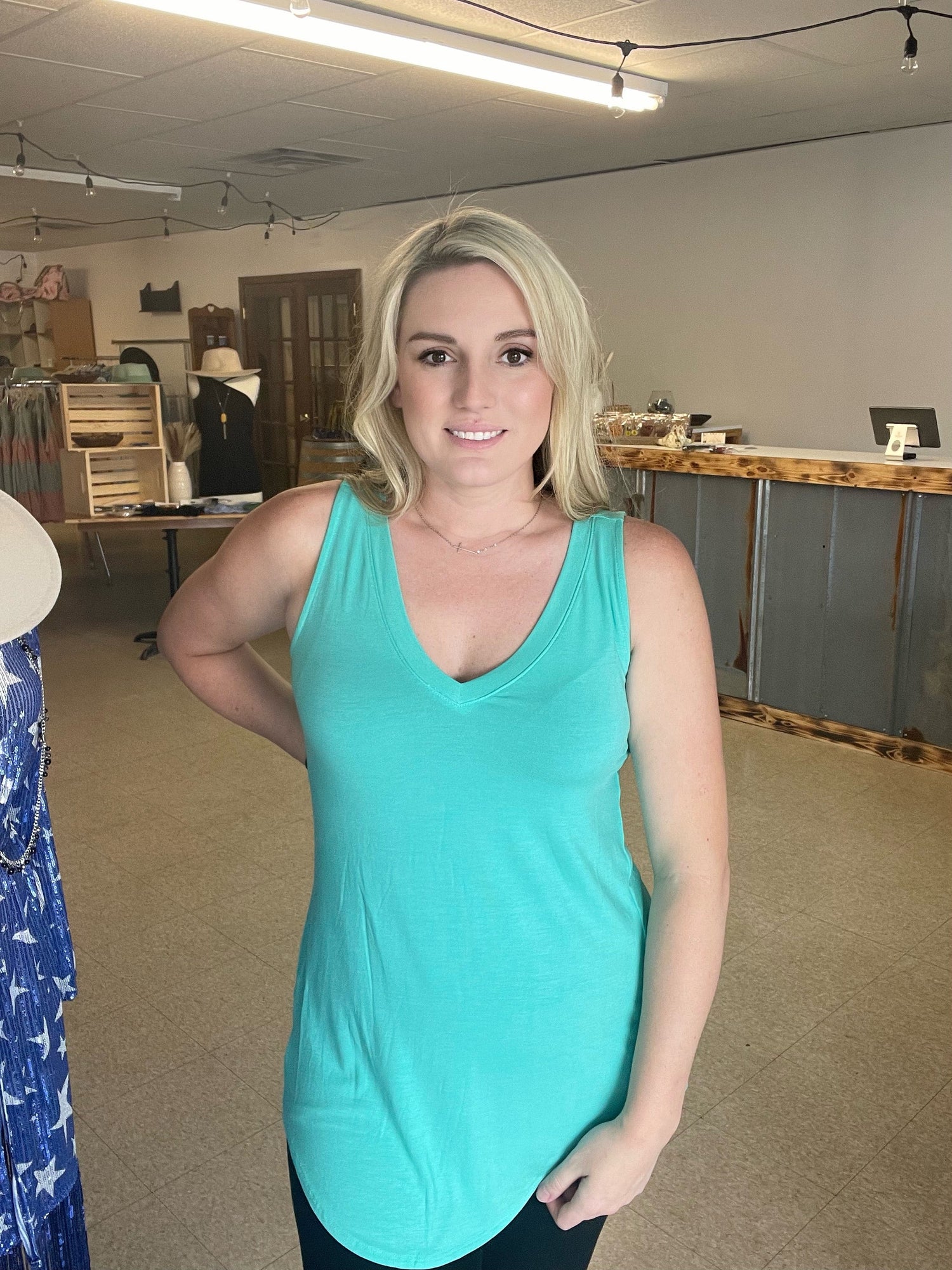 V Neck Hem Tank Boutique 276
