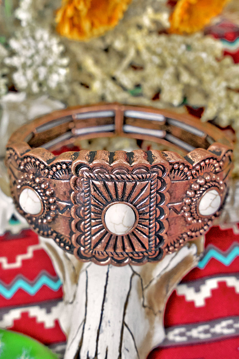 White Boulder Creek Coppertone Stretch Bracelet Boutique 276