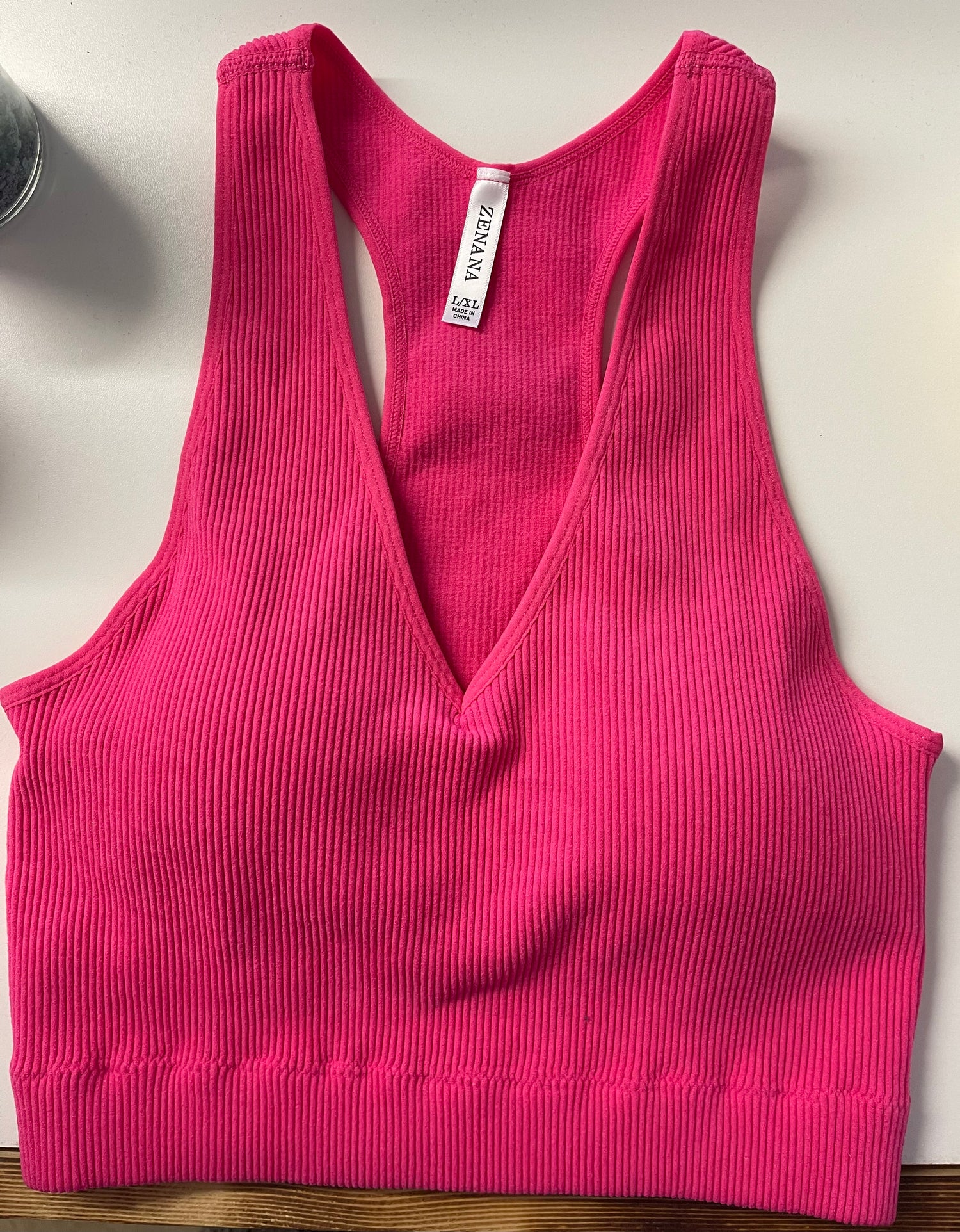 Hot Pink Ribbed Brami - Boutique 276
