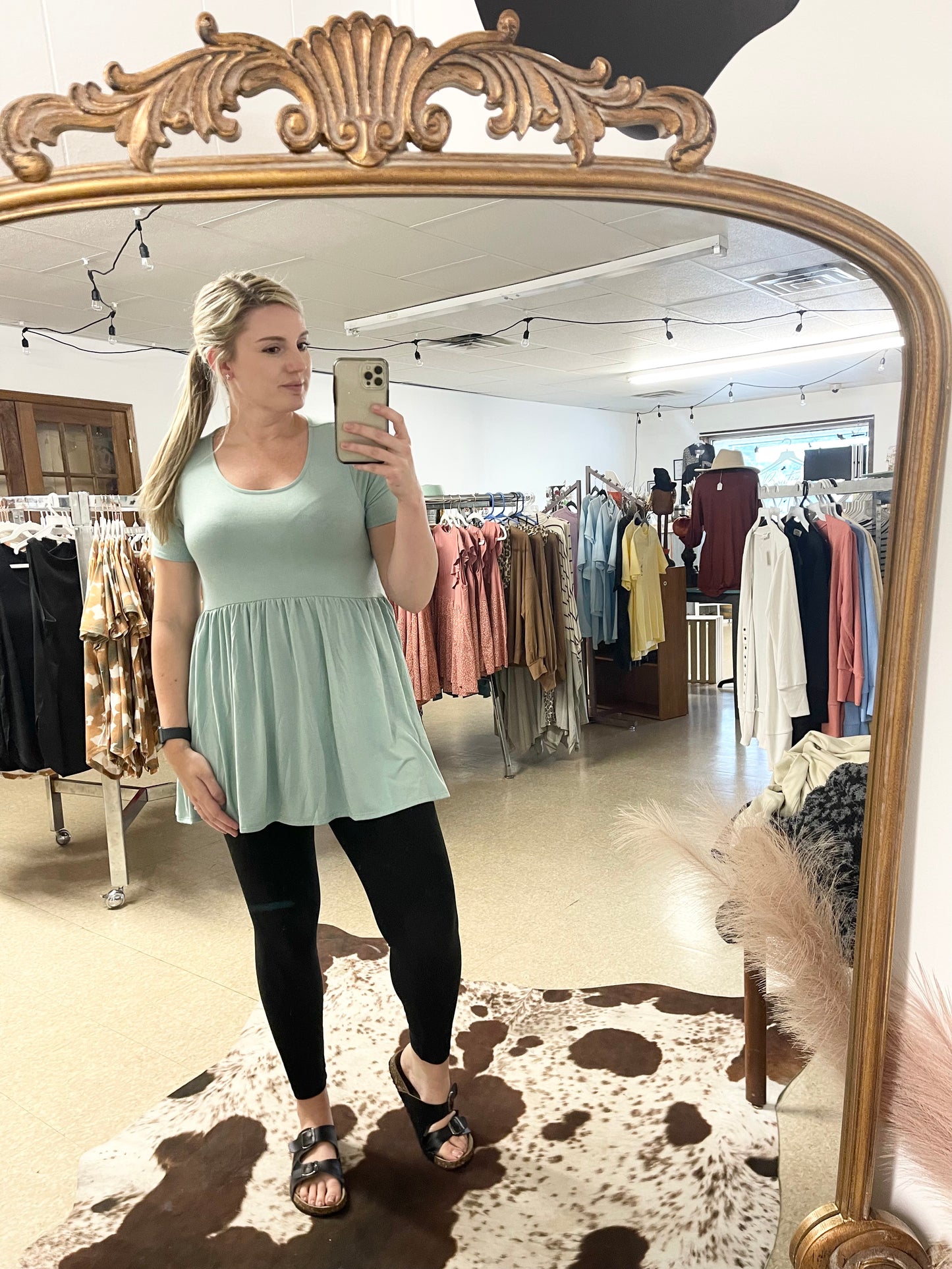 Dusty Green Baby Doll Top - Boutique 276