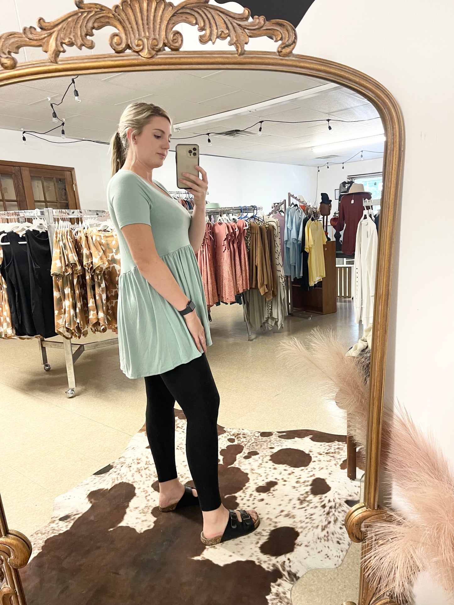 Dusty Green Baby Doll Top - Boutique 276